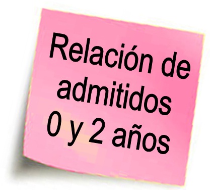 Relación de admitidos 0 y 2 años