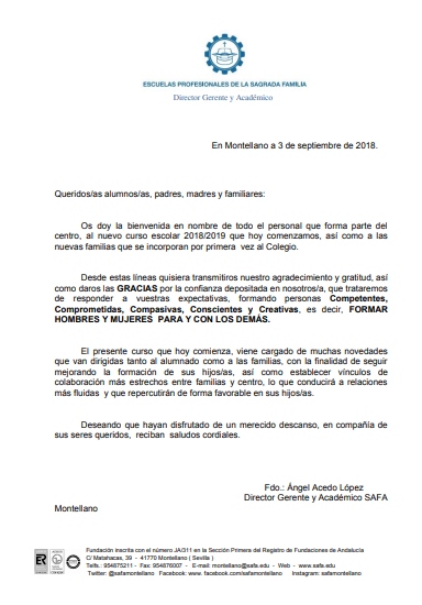 Carta de bienvenida del Director