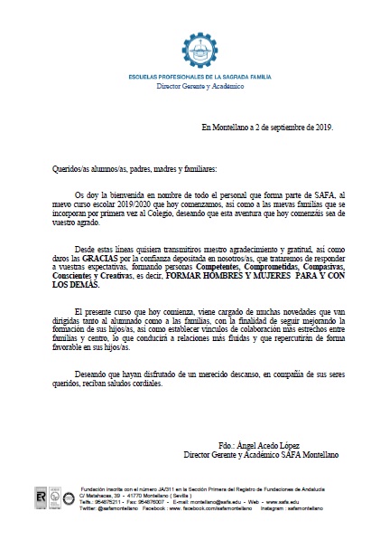 Carta bienvenida Director